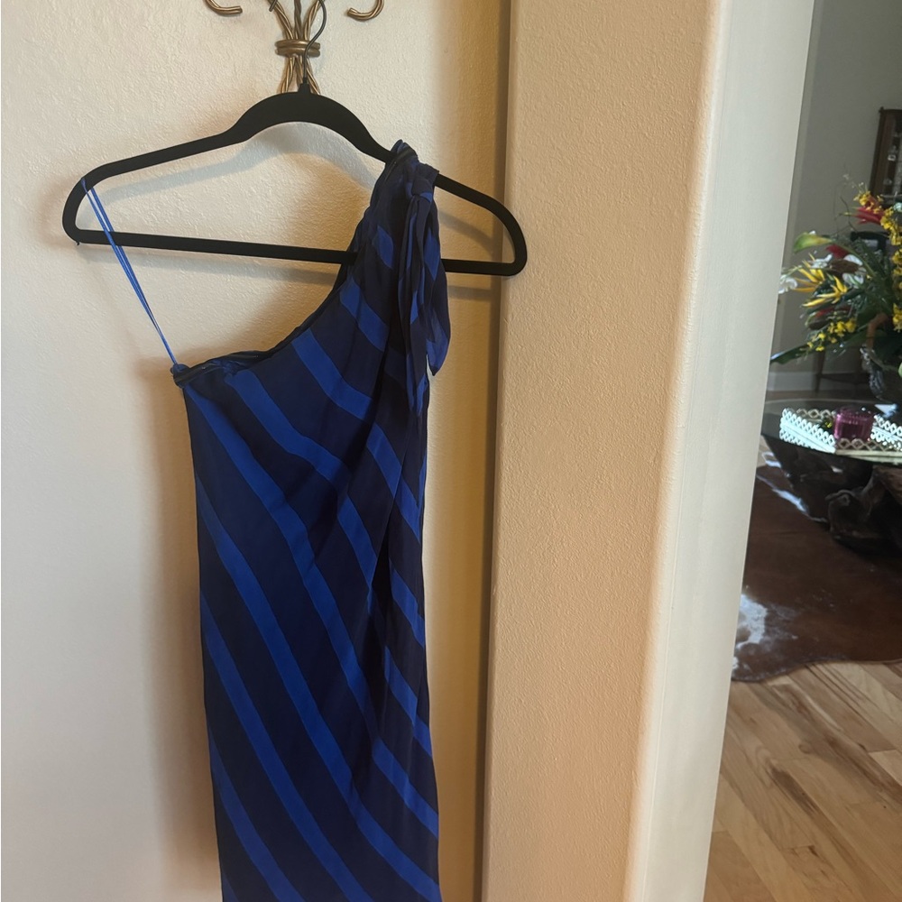 Asymmetrical electric blue dress